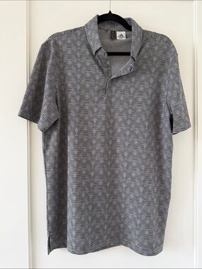 adidas Men’s Black & Gray Micro-Striped Polo